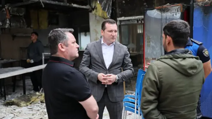 Başkan Balcıoğlu'ndan Mert Cafe'ye Geçmiş Olsun Ziyareti