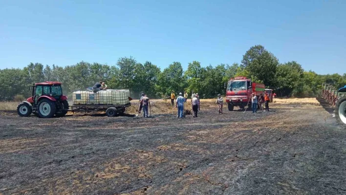 Buğday tarlasında çıkan yangında 10 dönümlük alan zarar gördü
