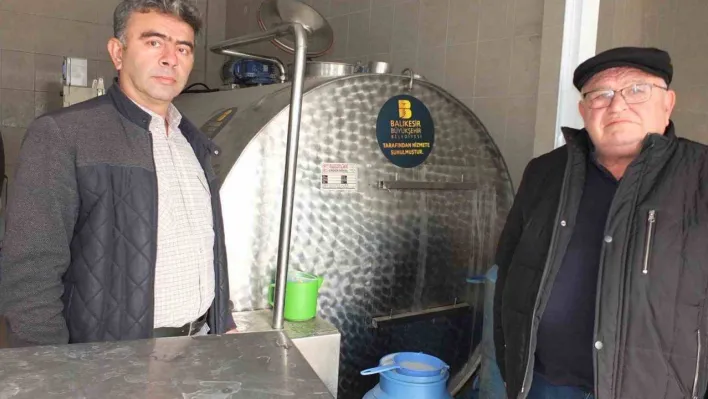Burhaniye'de Büyükşehir Belediyesi'nden kooperatife süt tankı desteği