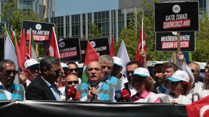 Büro Memur-sen'den ABD Büyükelçiliği önünde siyah çelenkli protesto