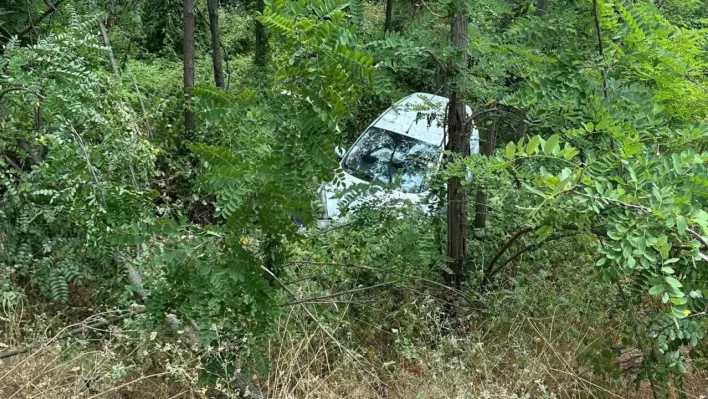 Bursa'da kontrolden çıkan otomobil şarampole yuvarlandı