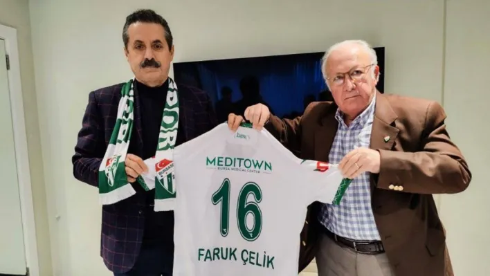 Bursaspor Başkanı Sinan Bür, Faruk Çelik'i ziyaret etti