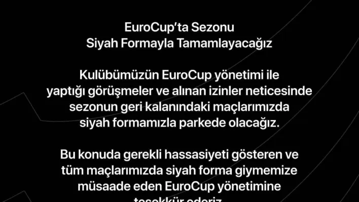 Bursaspor, EuroCup'ta sezonu siyah formayla tamamlayacak