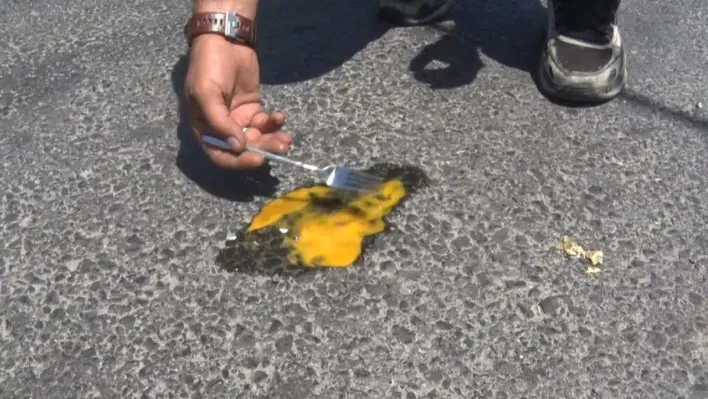 Büyükçekmece'de asfaltta yumurta pişti