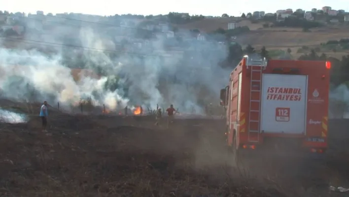 Büyükçekmece'de otluk arazide çıkan yangın geniş alana yayıldı