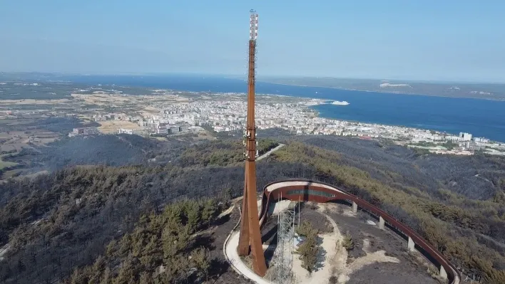 Çanakkale'de yaşanan orman yangınında yanan yerler dron ile görüntülendi