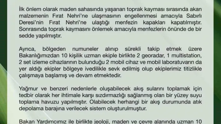 Çevre, Şehircilik ve İklim Değişikliği Bakanlığı: 'Fırat Nehri'nde kirlilik tespit edilmedi'