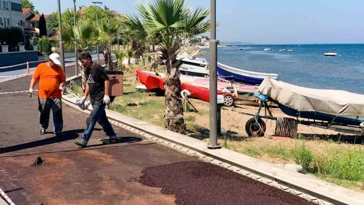 Çiftlikköy sahilinde bozulan kesimler yenilendi