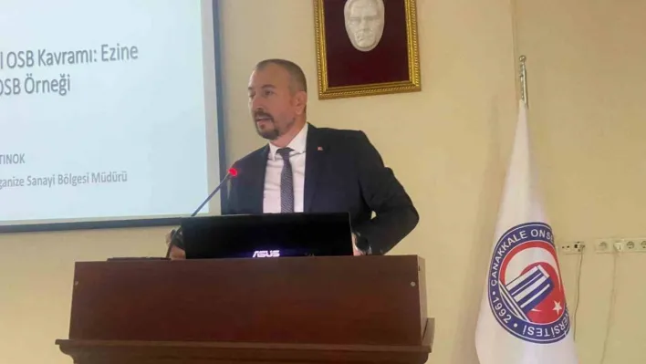 ÇOMÜ'deki Çalıştay'da Ezine Gıda OSB Müdürü Altınok'tan sunum