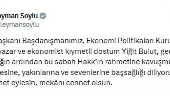 Cumhurbaşkanı Başdanışmanı Yiğit Bulut hayatını kaybetti