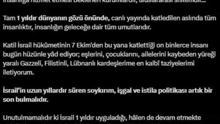 Cumhurbaşkanı Erdoğan: 'İsrail bu soykırımın bedelini er ya da geç ödeyecek'