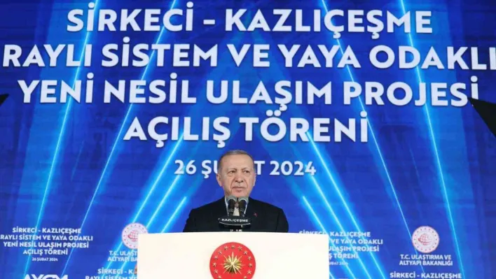 Cumhurbaşkanı Erdoğan, Sirkeci-Kazlıçeşme Hattı'nın açılışında yaptığı konuşmada, 'Bu hatla şehrin ulaşımına nefes aldıracağız. Bütün binalar, surlar yıkık dökük bunları biz yapacağız. Bu hattın hizmete alınmasıyla birlikte İstanbul'daki raylı sistem hatt