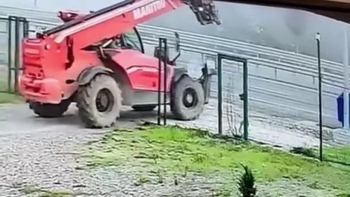 Değeri 5 milyonun üzerindeki iş makinesini saniyeler içinde çaldı