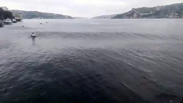 Deprem esnasında İstanbul Boğazı'nda oluşan dalgalar görüntülendi