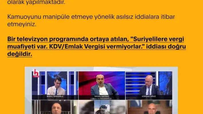 Dezenformasyonla Mücadele Merkezi 'Suriyelilere vergi muafiyeti var' iddiasını yalanladı