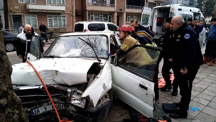 Direksiyonda fenalaşarak ağaca çarpan kamyonetin sürücüsü hayatını kaybetti