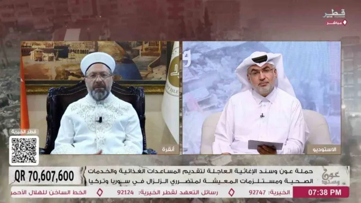 Diyanet İşleri Başkanı Erbaş, Qatar TV'de depremzedeler için yapılan yardım programına katıldı