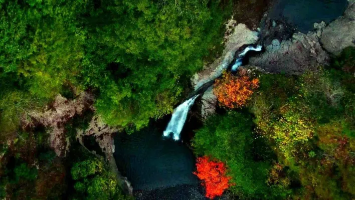 Doğançay Şelalesi sonbaharda görenleri hayran bırakıyor
