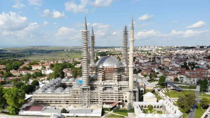 Edirne Selimiye Camii'nde restorasyon çalışmaları sürüyor