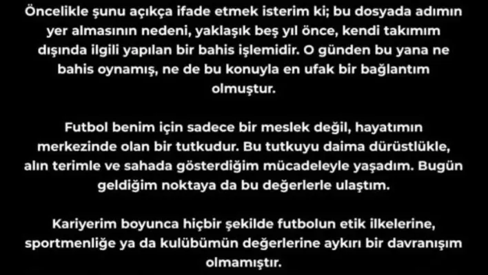 Eren Elmalı: 'Bu dosyada adımın yer almasının nedeni, yaklaşık 5 yıl önce kendi takımım dışında ilgili yapılan bir bahis işlemidir'