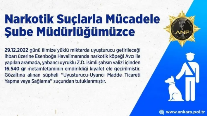 Esenboğa Havalimanı'nda uyuşturucu operasyonu