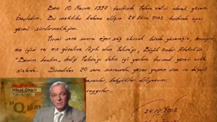 Eski validen mevcut valiye 21 yıl sonra ulaştırılan 100. yıl mektubu