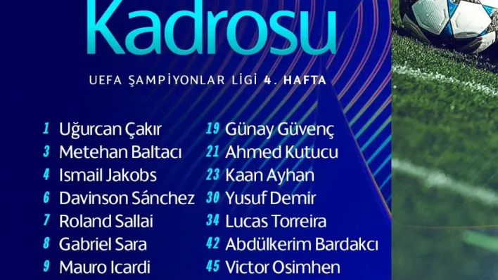 Galatasaray'ın, Ajax maçı kamp kadrosu belli oldu