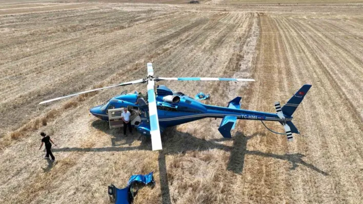 Hattat'ın helikopteri tarlaya zorunlu iniş yaptı