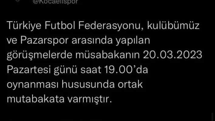Hava muhalefeti seyahati engelledi, Kocaelispor-Pazarspor maçı ertelendi