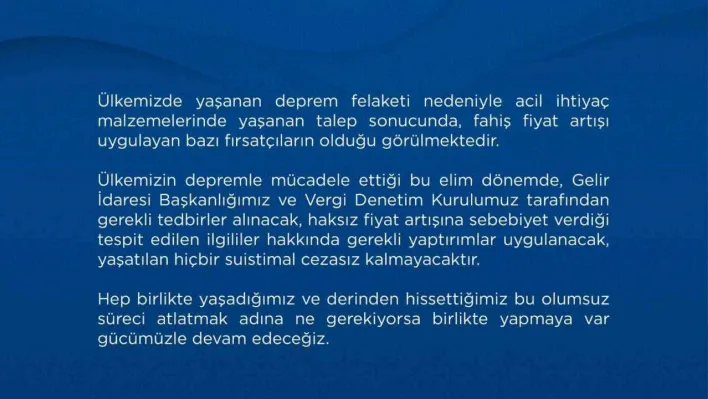 Hazine ve Maliye Bakanlığı'ndan fırsatçılara ilişkin açıklama