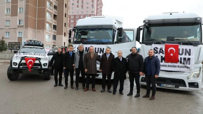 İlkadım'dan deprem bölgesine iş makineleri ve 4 tır dolusu yardım