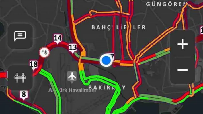 İstanbul'da akşam saatlerinde trafik yoğunluğu yüzde 83'e ulaştı