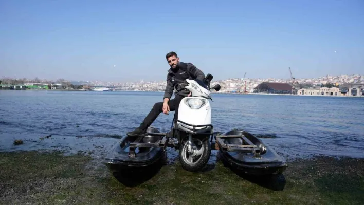 İstanbul'da hem denizde hem karada gidebilen motosiklet yaptı