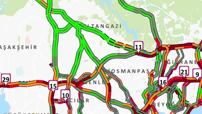 İstanbul'da trafik yoğunluğu yüzde 90'a ulaştı