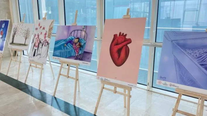 İstanbul Haseki Eğitim ve Araştırma Hastanesi'nde 'Uluslararası Organ Bağışı Karikatür' sergisi açıldı