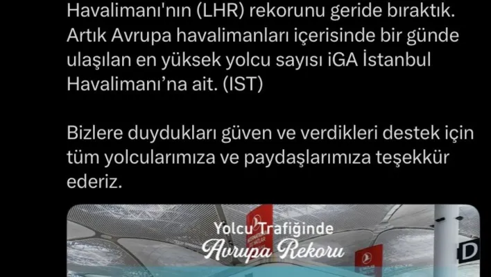 İstanbul Havalimanı 268 bin yolcuyla Londra Heathrow Havalimanı'nı geride bıraktı