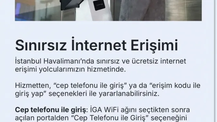 İstanbul Havalimanı'nda ücretsiz internet