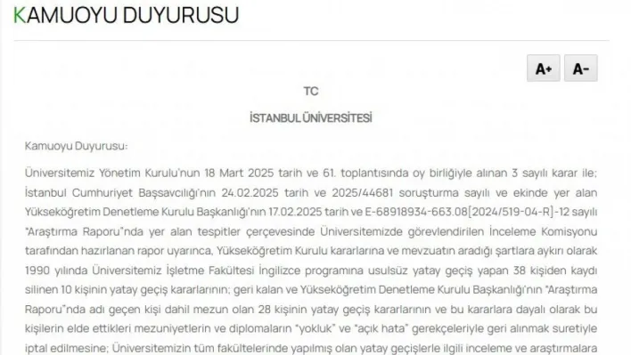 İstanbul Üniversitesi'nin diplomasını iptal ettiği Galatasaraylı profesör görevine devam ediyor