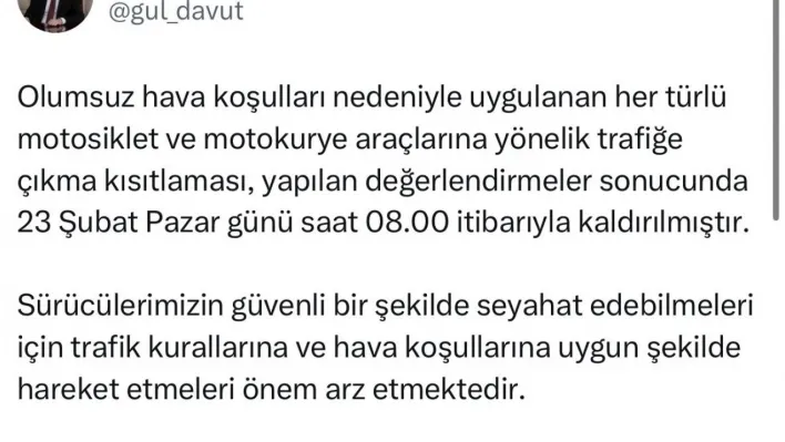 İstanbul Valisi Davut Gül'den motosikletli kurye açıklaması