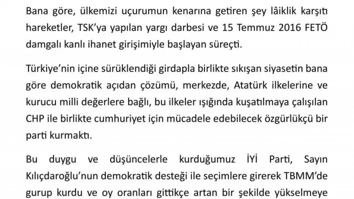 İYİ Parti Kurucu Genel Sekreteri Çıray, partisinden istifa etti