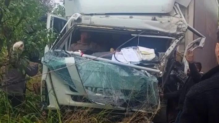 Kamyonlar kafa kafaya çarpıştı