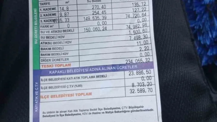 Kapaklı'da şoke eden su faturası: Evine 268 bin lira su faturası geldi