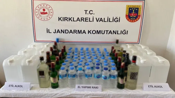 Kırklareli'nde 140 litre kaçak içki ele geçirildi