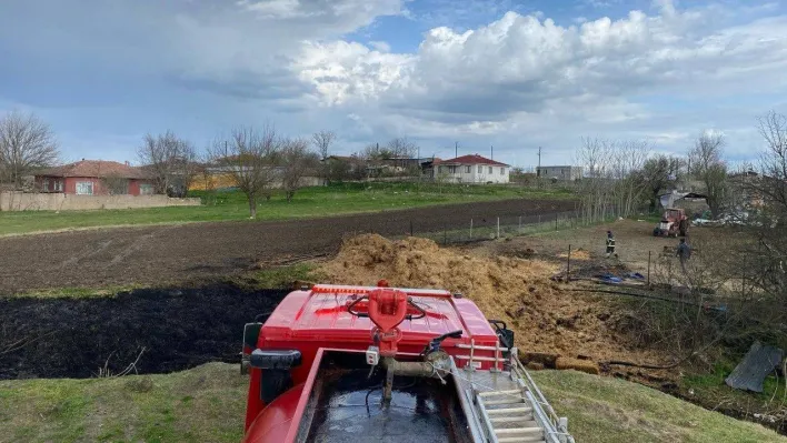 Kırklareli'nde saman balyaları küle döndü