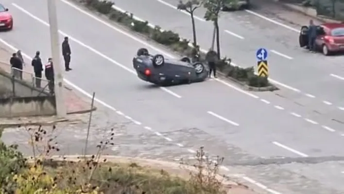 Kontrolden çıkan otomobil takla attı