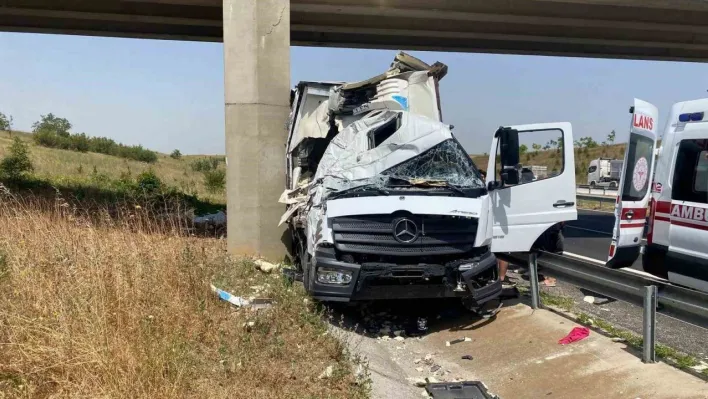 Köprü ayağına çarpan kamyonetin sürücüsü yaralandı