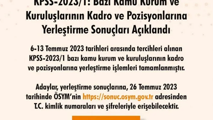 KPSS tercih sonuçları açıklandı