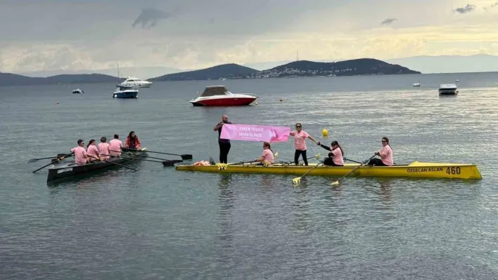 Meme kanserine dikkat çekmek için kürek çektiler