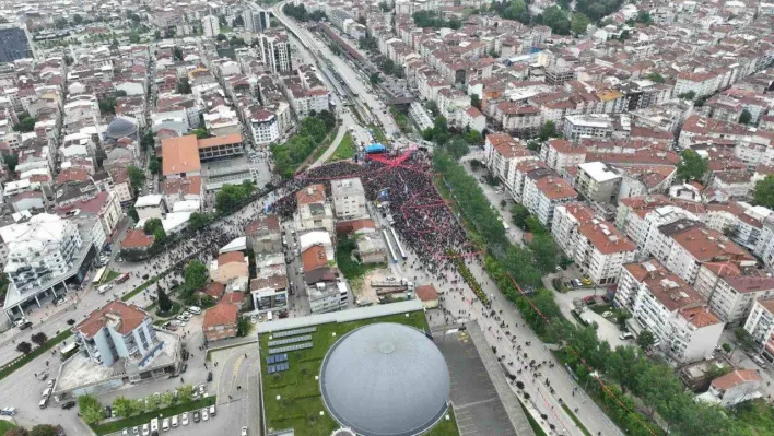 Millet İttifakı'nın Bursa mitingi dron ile havadan görüntülendi