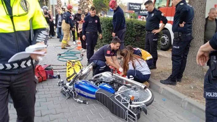 Motosiklet kazasında yaralının sıkışan ayağını itfaiye kurtardı